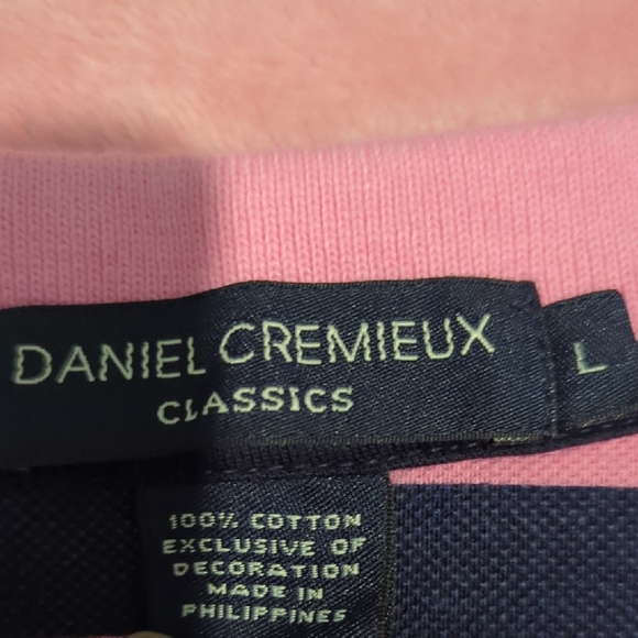Daniel Cremieux Vibrant Striped Pink And Navy Blue Polo Shirt - Picture 5 of 5
